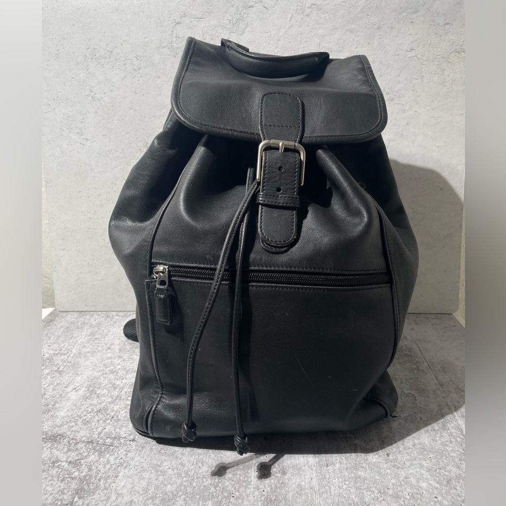 VTG COACH black leather XL BACKPACK 0529 - Picture 4 of 16